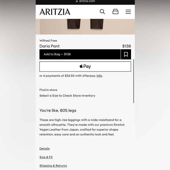 Aritzia Wilfred Free Daria Pant black size XS - Picture 13 of 13